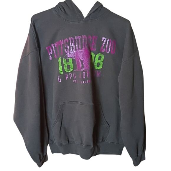 Vintage Y2k Pittsburgh Zoo & PPG Aquarium Graphic Hooded Sweatshirt Woman XL - Picture 2 of 5